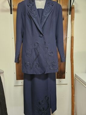 Fifth Sunday Navy Beaded Maxi Skirt Suit Set
